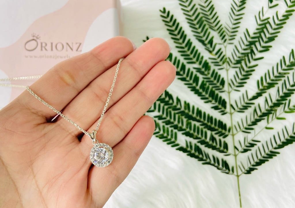 Round Halo Solitaire Necklace