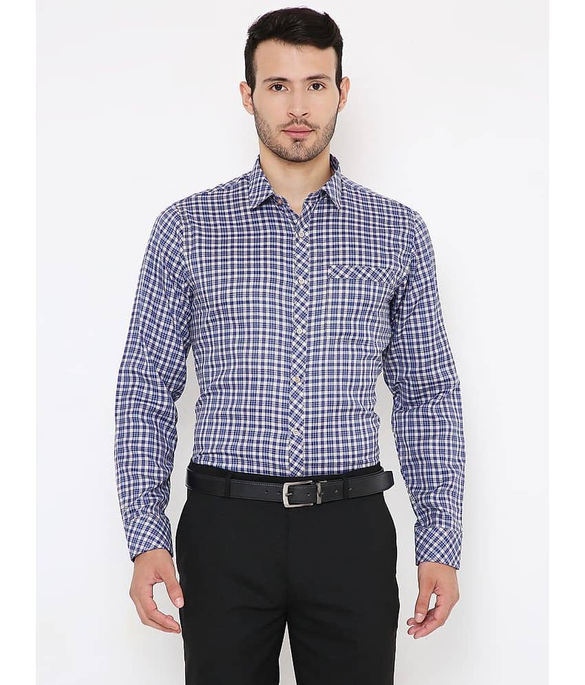 Maharaja - Blue Cotton Blend Slim Fit Men's Formal Shirt ( Pack of 1 )