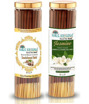 Hare Krishna Food For Soul Incense Stick Jasmine,Pure Sandal 200 gm ( Pack of 1 )