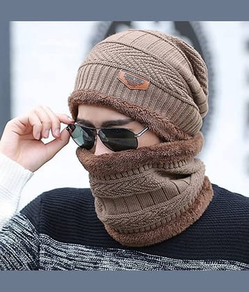 AKSMIT Brown Woollen Women's Cap ( Pack of 1 )