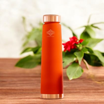 Indian Art Villa Pure Copper Bottle With Eye-Catching Pyramid Shape : Wellness & Elegance-Orange