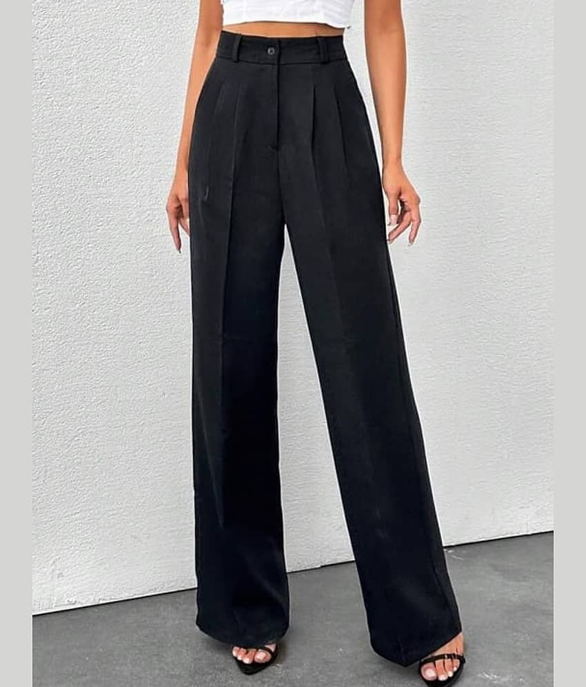 Broadstar Pack of 1 Polyester Straight Women's Casual Pants ( Black )