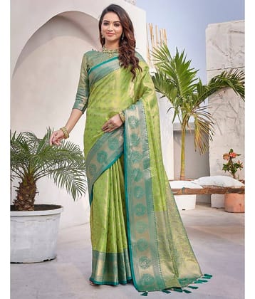 Satrani Art Silk Embellished Saree With Unstitched Blouse Piece ( Pink )