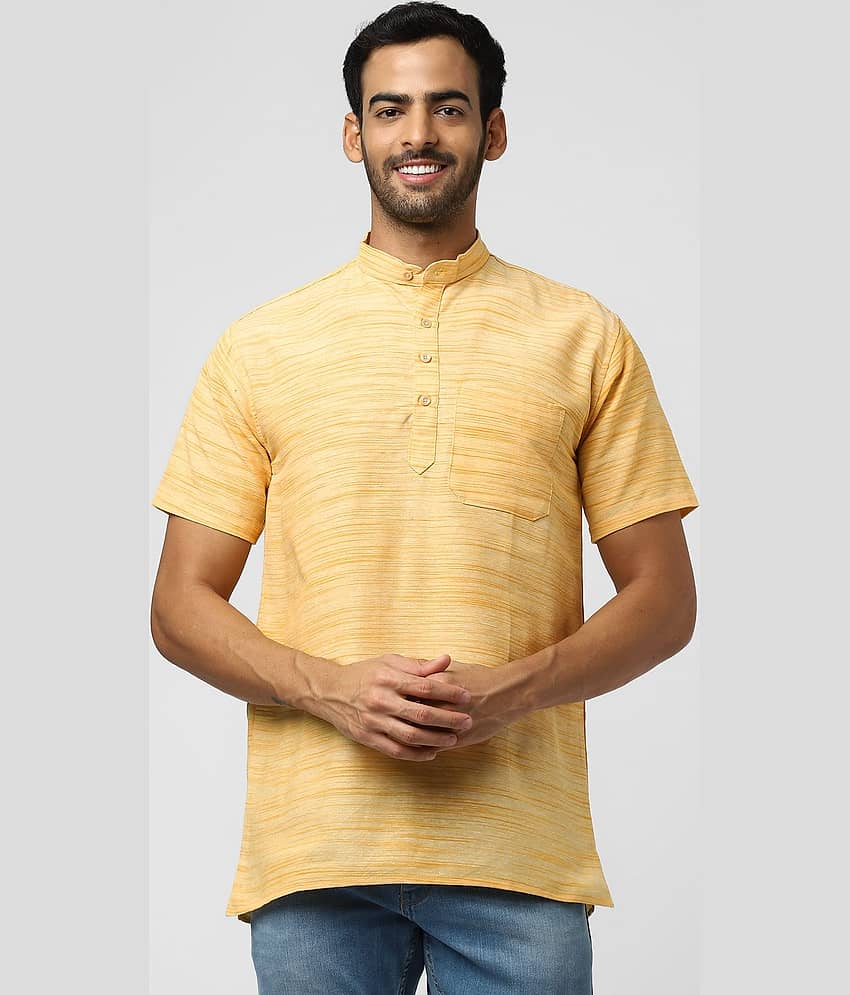 DESHBANDHU DBK - Yellow Cotton Blend Men's Regular Kurta ( Pack of 1 )