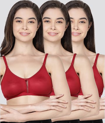 Kalyani Pack of 3 Cotton Blend Non Padded Women's T-Shirt Bra ( Maroon ) GLORIA