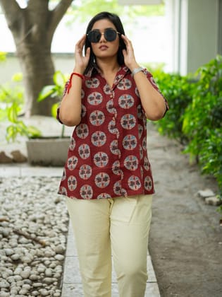 Brown Ajrakh shirt-M