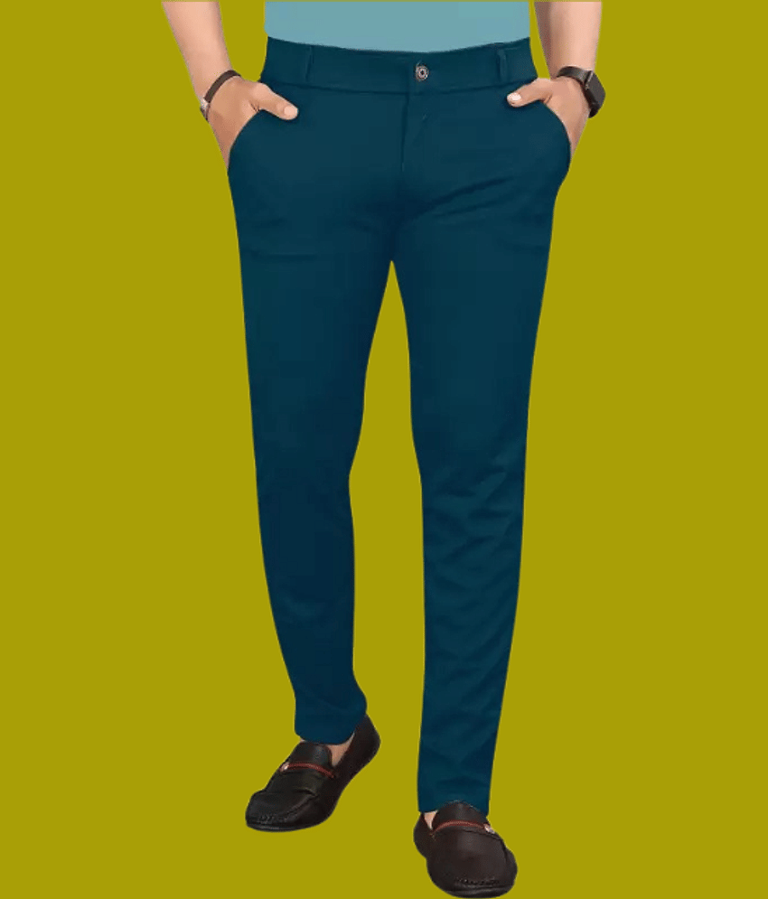 ikigai Slim Flat Men's Trouser - Teal ( Pack of 1 )