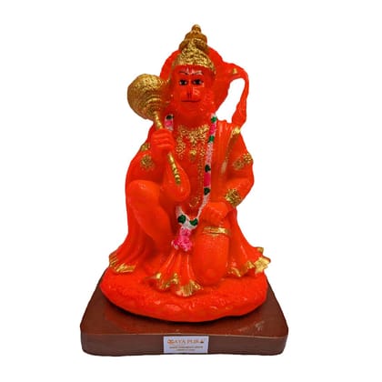MAYAPURI Stone Dust Pawan Putra Hanuman Ji Statue - Marble Dust Bajrangbali Murti for Home Decor/Office, 6 Inches Height, Orange