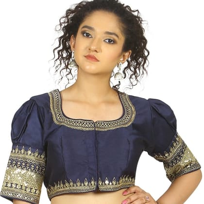 TheHangr Dark Blue Raw Silk Blouse -  36