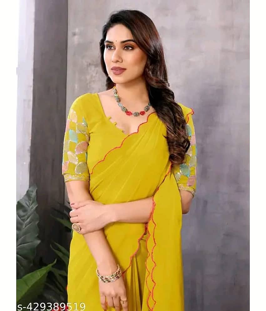 supalee Tex Georgette Solid Saree With Unstitched Blouse Piece ( Multicolor1 )