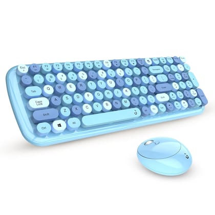 iGear KeyBee (iG-1114) Retro Typewriter Inspired 2.4GHz Wireless Keyboard with Mouse Combo- Blue