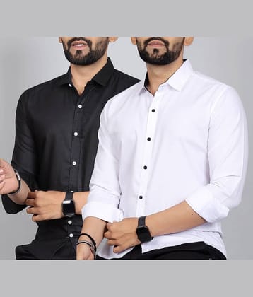 Bluedove Cotton Blend Regular Fit Solids Full Sleeves Men's Casual Shirt - White ( Pack of 2 )