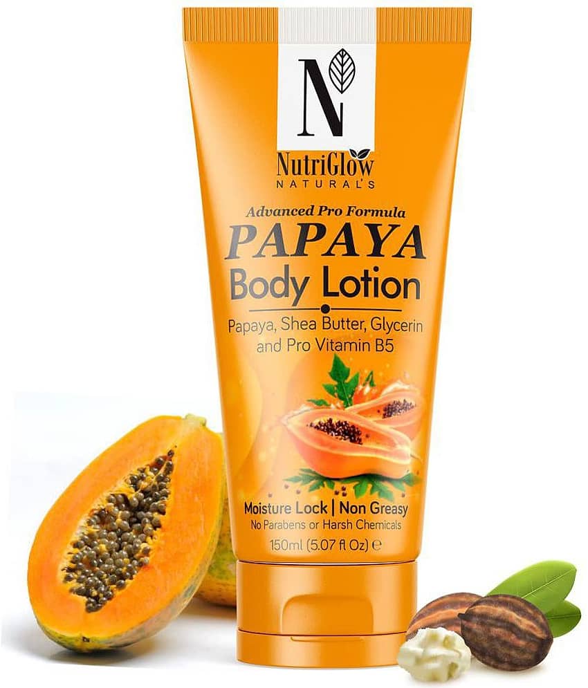 NutriGlow NATURAL'S Advanced Pro Formula Papaya Body Lotion for Daily Use, Hydration, Moisture Lock Shea Butter, 150ml