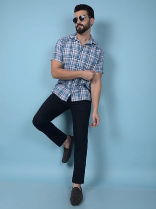 Green Checked 100% Cotton Shirt-S / Green