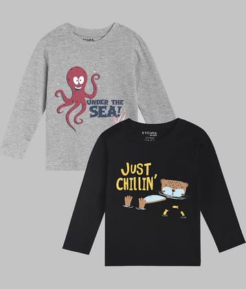ETCHED DESIGN Pack of 1 Boys Cotton T-Shirt ( Multicolor )