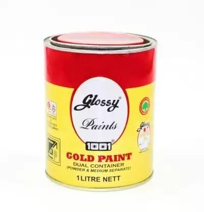 1001 GOLD PAINT DUAL PACK SOLVENT BASE I WALL IHigh Gloss Finish Paint for Interior Exterior Metal & Wood Surfaces with Fast Drying Anti-Rust & Complete Coverage (1 Ltr)
