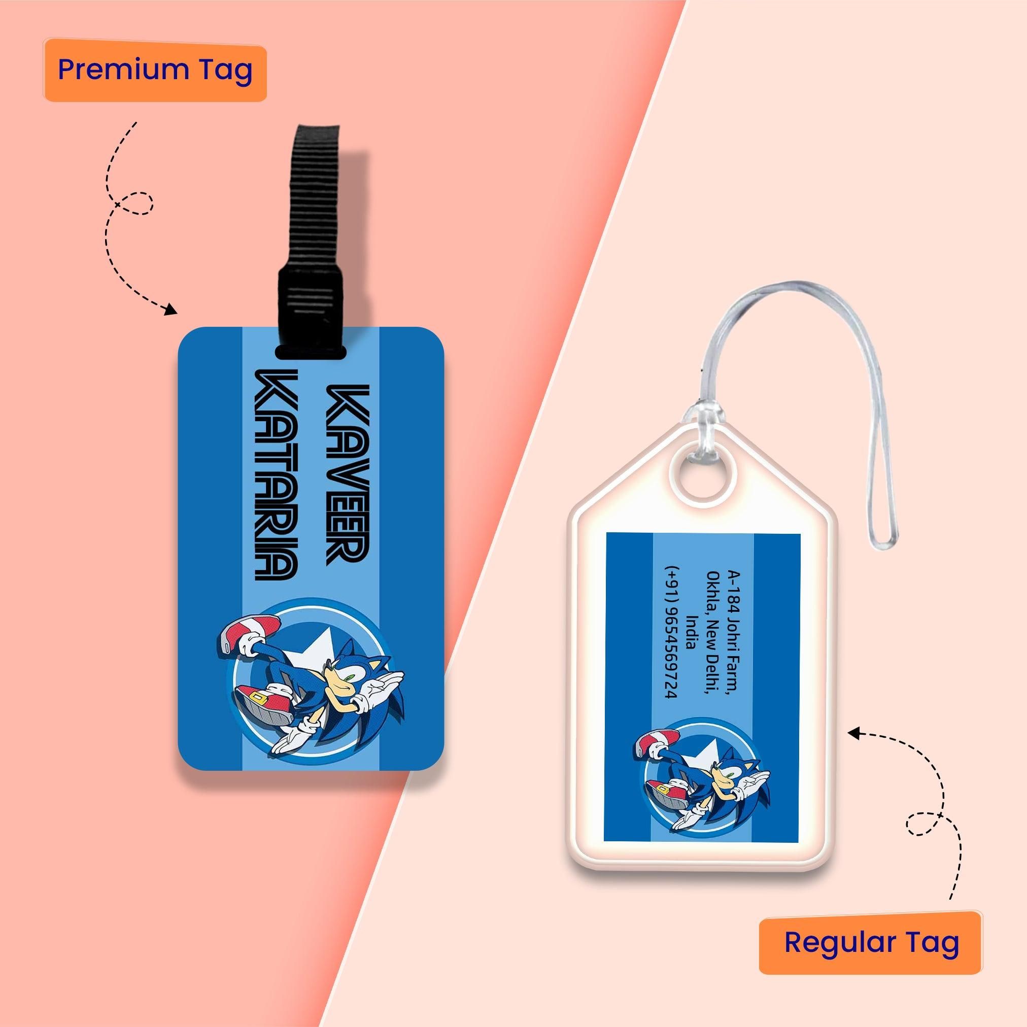 Personalized Bag Tags for Kids - Set of 5 - Sonic Design-Regular Bag Tags