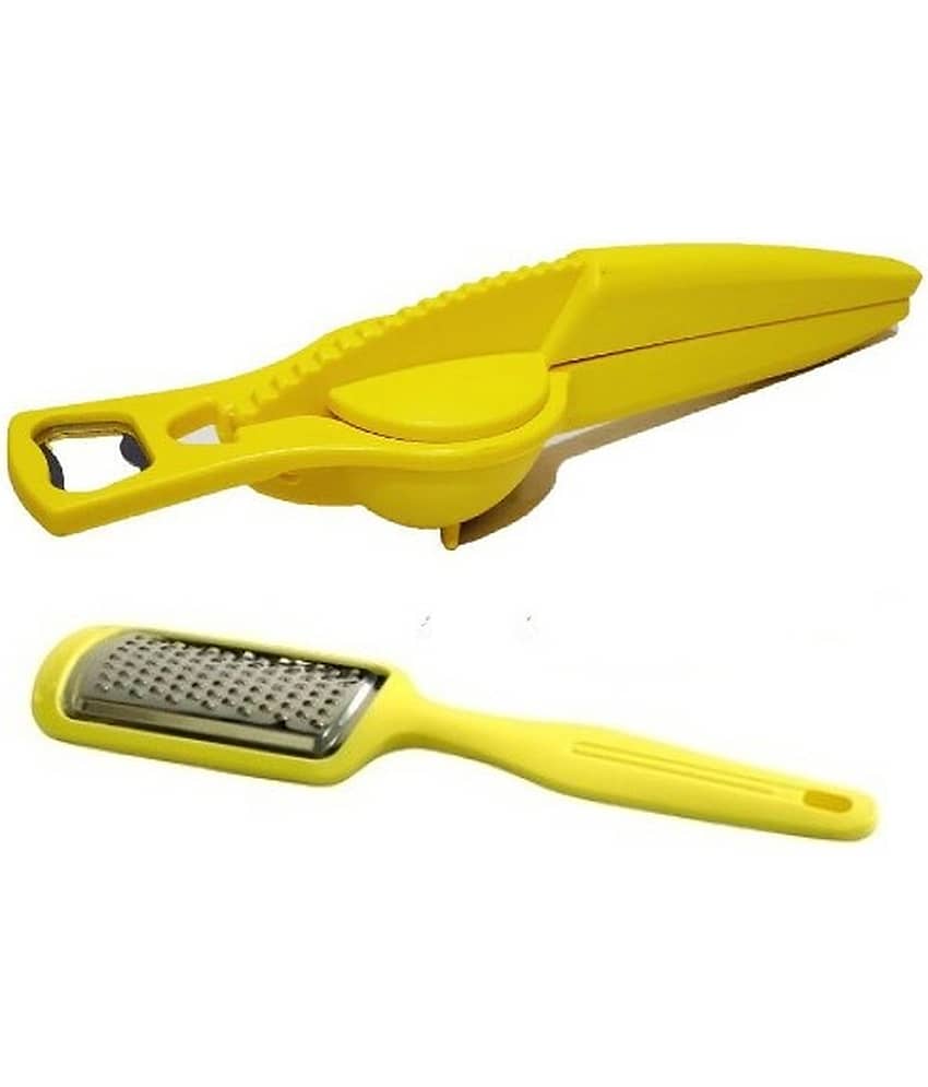 OFFYX - Yellow Virgin Plastic ABS Lemon Squeezer & Cheese Grater Combo ( Set of 2 )