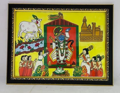 Kajal Creation Handmade Pichwai Painting of Lord Shrinathji (Framed) | Traditional Krishna Wall Art for Home Decor & Pooja Kajal Creation Handmade Pichwai Painting of Lord Shrinathji (Framed) | Traditional Krishna Wall Art for Home Decor & Pooja