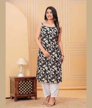 YAGNIK FASHION Women Cotton Solid Straight Kurti ( Black )