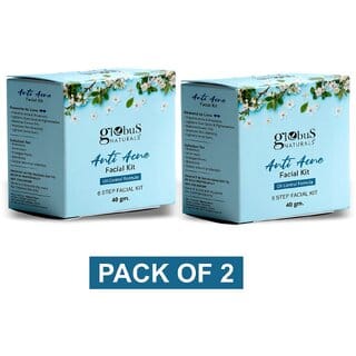 Globus Naturals Anti Acne 6 Step Facial Kit For Oil Control Unclogging Pore Suitable For Oily Acne Prone Skin 40gm Set of 2