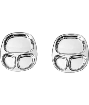 Dynore 2 Pcs Stainless Steel Silver Partition Plate