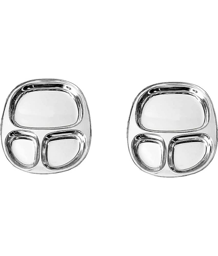 Dynore 2 Pcs Stainless Steel Silver Partition Plate