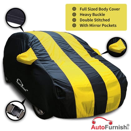 Tata Safari Stormee 2012-19 Car Body Cover, Heat & Water Resistant with Side Mirror Pockets (ARC Series)-Arc Yellow
