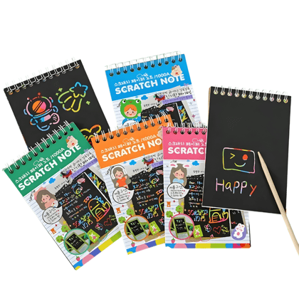 Bulkhunt Colorful Mini Scratch Pads for Kids - Ideal for Creative Party Favors, Suitable for Both Boys and Girls' Birthday Celebrations (Pack of 6)