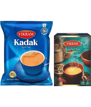 Vikram Tea ComboKadak Dust Tea 500g & Masala Chai 250g750g(Pack of 2)