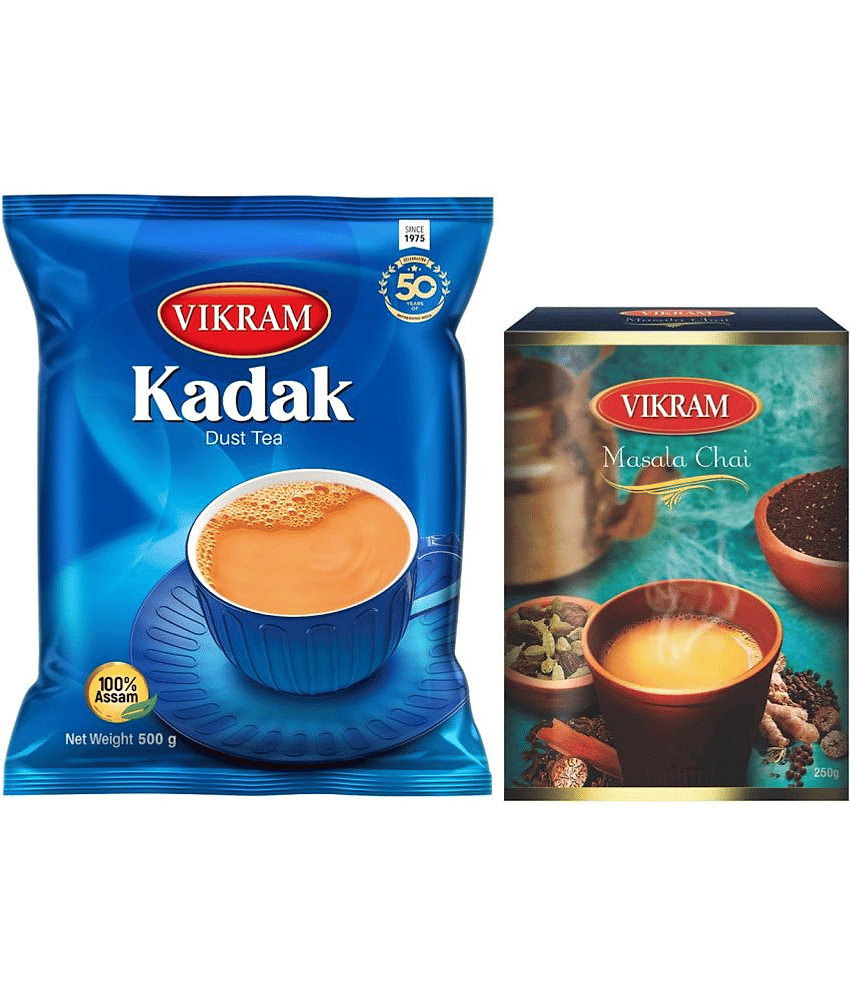 Vikram Tea ComboKadak Dust Tea 500g & Masala Chai 250g750g(Pack of 2)