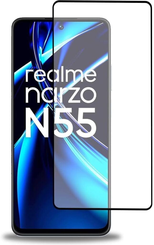PLUGTECH Advanced Tempered Glass With Anti-Explosion 9H Hardness Edge-To-Edge Coverage Screen Guard for Realme NARZON55