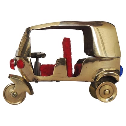 Brass Auto Rickshaw Miniature | Vintage Indian Toy, Height : 2.8 Inch (ZMAS254 A)