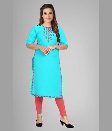 Kapadia - Turquoise Rayon Women's Straight Kurti ( Pack of 1 )