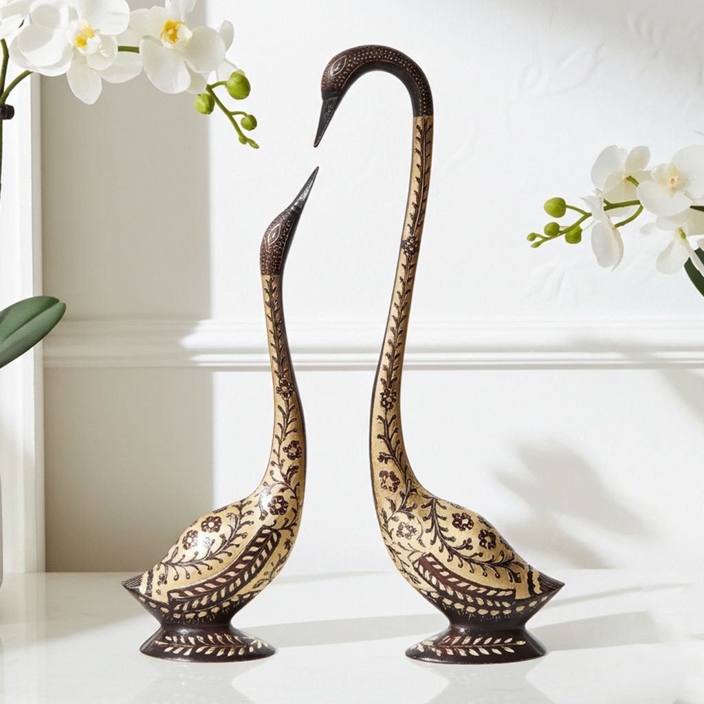 Brass Showpiece Duck Pair Statue (ANMAS016 A)
