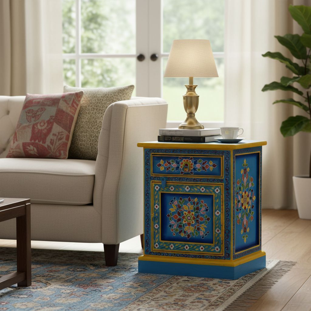 Painted Wooden Bedside Storage