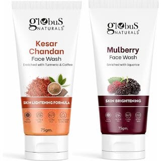 Globus Naturals Face Wash Combo For Radiance & Glow, Suitable For All Skin Types, Set Of 2, Mulberry Face Wash & Kesar Chandan Face Wash, 75 gm