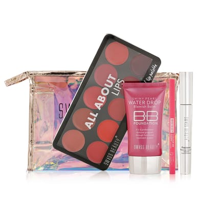 SWISS BEAUTY First Love Day-Night Makeup Kit | All About Lip Palette | Precision Mascara | Bb Foundation, 5 Count SWISS BEAUTY First Love Day-Night Makeup Kit | All About Lip Palette | Precision Mascara | Bb Foundation, 5 Count - Kit 1