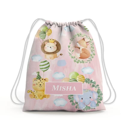 Safari Soiree Drawstring Bag (kids)-Pink Watercolor / Toddlers [2-4 Years]