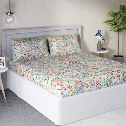 DDECOR - Sigma Collection 100% Cotton Ethnic Pattern 136TC Queen Bedsheet |224 CM X 254 CM| with 2 Pillow Covers - Multi DDECOR - Sigma Collection 100% Cotton Ethnic Pattern 136TC Queen Bedsheet |224 CM X 254 CM| with 2 Pillow Covers - Multi