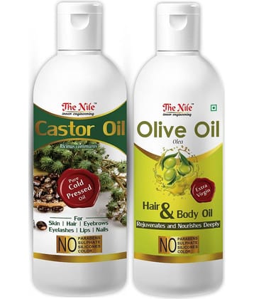 The Nile Castor Oil 150 ML + Olive Oil 200 ML Hair Oil 350 mL Pack of 2