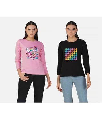 CHOZI Women Cotton Blend Printed Regular Fit Round Neck T-Shirt ( Multi Color )