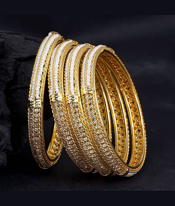 Sukkhi Eye-Catchy Gold Plated Bangle Set For Women (Set of 4)