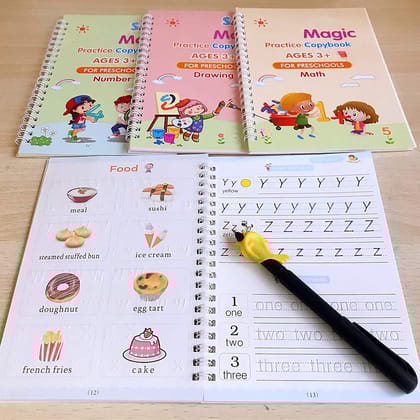 Magic Copybook Set of 4, Ideal for Kids, Children, and Adults, Perfect for Writing Down Important Information During Emergencies and More