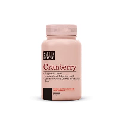 SheNeed Crave For Cranberry Supplements (400mg) For Women - Supports UTI & Digestive Health- 60 Capsules