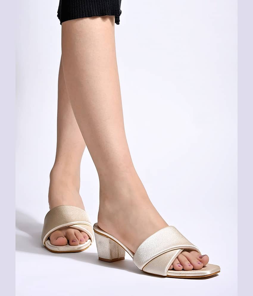 Shoetopia - Gold Women's Slip On Heels