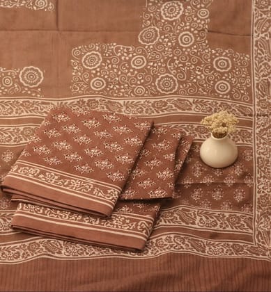Handcrafted Dabu Print Cotton Dress Material – 3 Piece Set