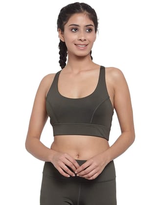 Invincible Women’s Cross Strap Sports Bra-Olive_Green / XS