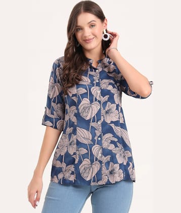 Divena Women's Rayon A-Line Top ( Navy Blue )