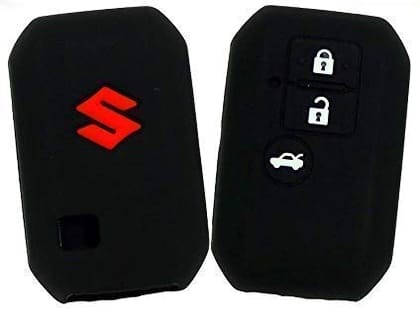 Mand Silicone Car Key Cover for Maruti Szuki Swift Dzire Ertiga Swift 3 Button Smart Key Cover (Black)